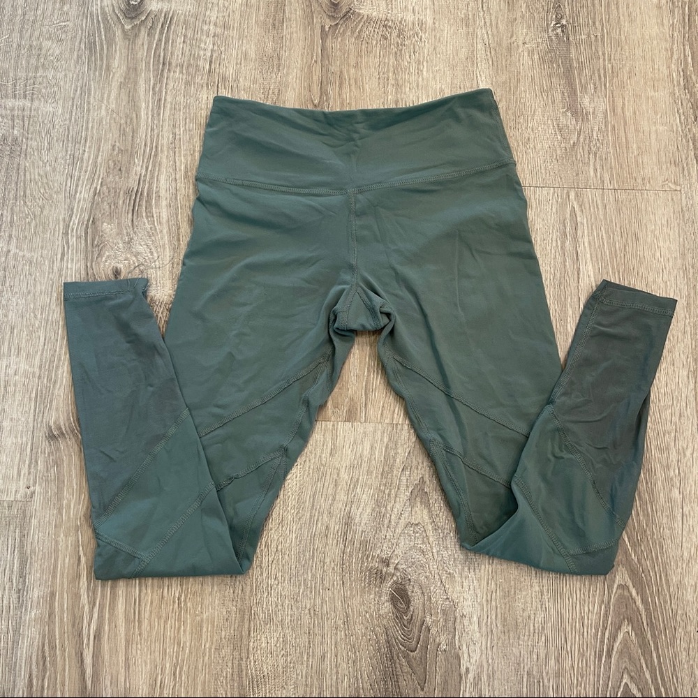 Glyder Leggings Olive Green- Side Cut Out Sz XS